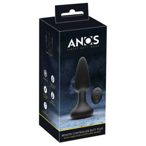 Anos - cordless, radio, rotating pearl anal cone vibrator (black)