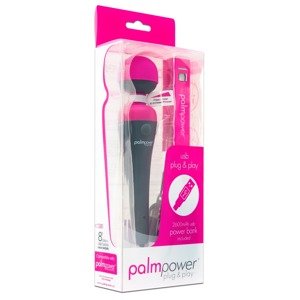PalmPower Wand - velký masážní vibrátor s PowerBank a nabíjením na USB (růžový-šedý)