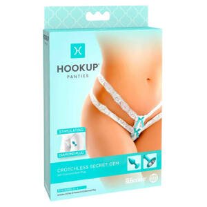 HOOKUP Diamond Plug - lace bottom anal with dildo (white-turquoise)S-L
