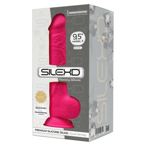 Silexd 9,5 - tvarovatelné dildo s varlaty a přísavkou - 24cm (růžové)