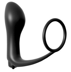 anální vibrátor - anální vibrátor s kroužkem na penis (černý)