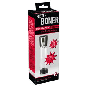 Mister Boner Workout - automatická pumpa na penis na baterie (průsvitně černá)
