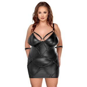 Cottelli Plus Size - Mini šaty bez ramínek s manžetami (černé)