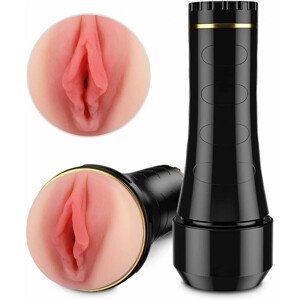 Tracys Dog Cup - masturbátor realistická vagína v pouzdře (černo-tělová barva)
