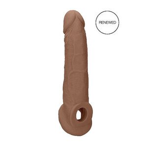 RealRock Penis Sleeve 9 - návlek na penis (21,5 cm) - tmavě tělová barva