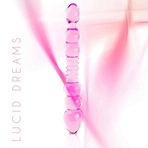 FEELZTOYS GLAZZZ Lucid Dreams - skleněné dildo s korálky (růžové)