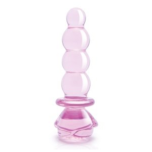 Kolík anální Dream Toys GLAZE GLASS 5.5" Rosebud Beaded Plug růžový