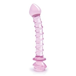 Dildo Dream Toys GLAZE GLASS 9" Rosebud Spiral G-spot růžové