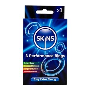 Sada kroužků na penis Skins Performance Ring 3 ks transparentní