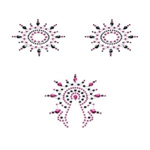 Nálepky GLORIA glittering jewelry black and pink 3 ks
